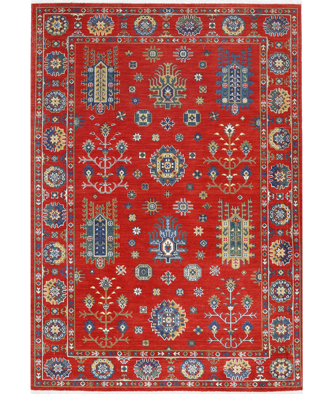 Gulshan 4'0'' X 5'9'' Power-Loomed Wool-Bamboo Silk Rug 4'0'' x 5'9'' (120 X 173) / Red / Blue