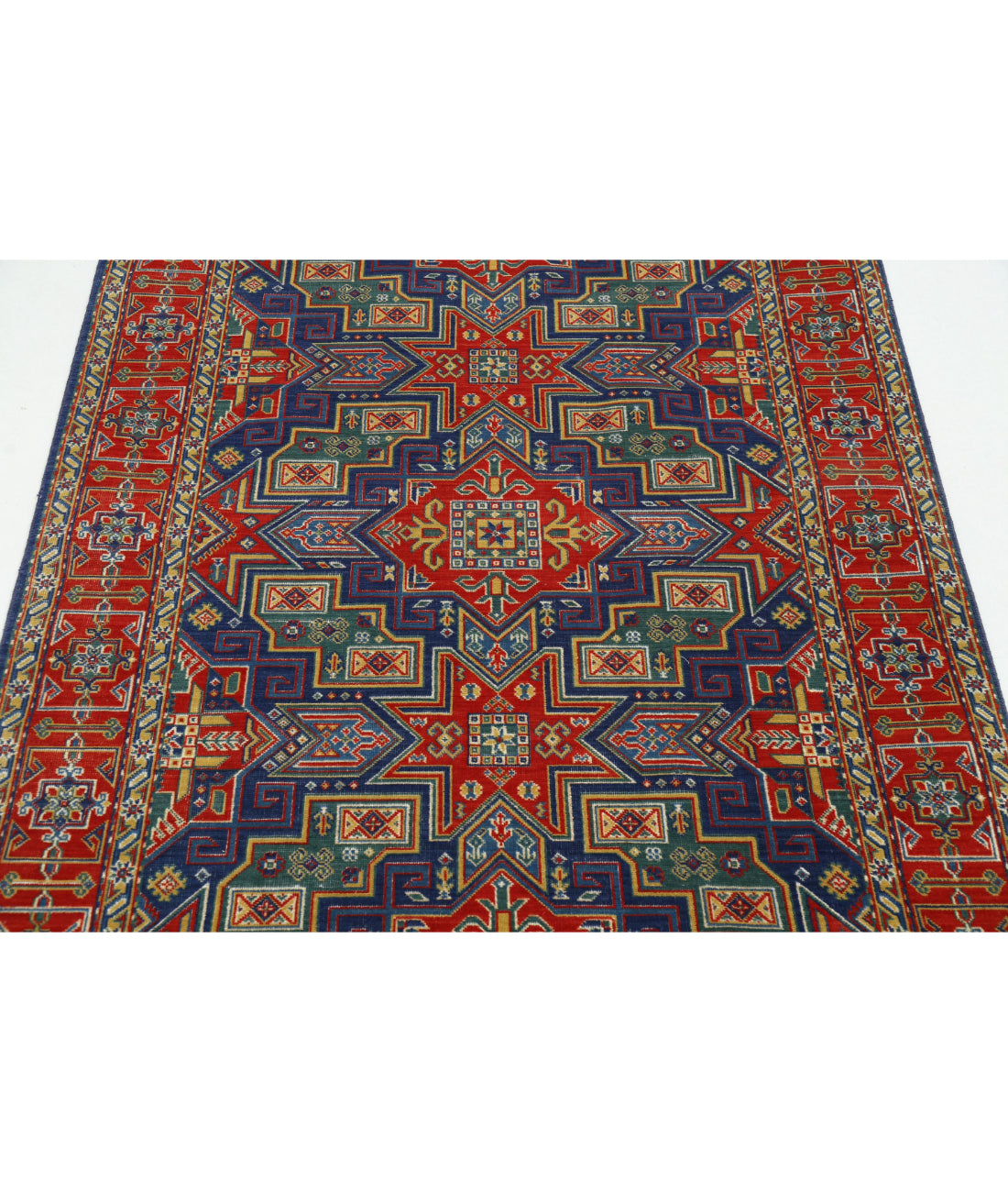 Gulshan 4'0'' X 5'9'' Power-Loomed Wool-Bamboo Silk Rug 4'0'' x 5'9'' (120 X 173) / Blue / Red