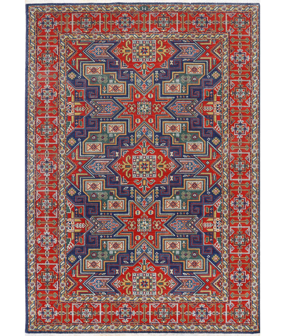 Gulshan 4'0'' X 5'9'' Power-Loomed Wool-Bamboo Silk Rug 4'0'' x 5'9'' (120 X 173) / Blue / Red