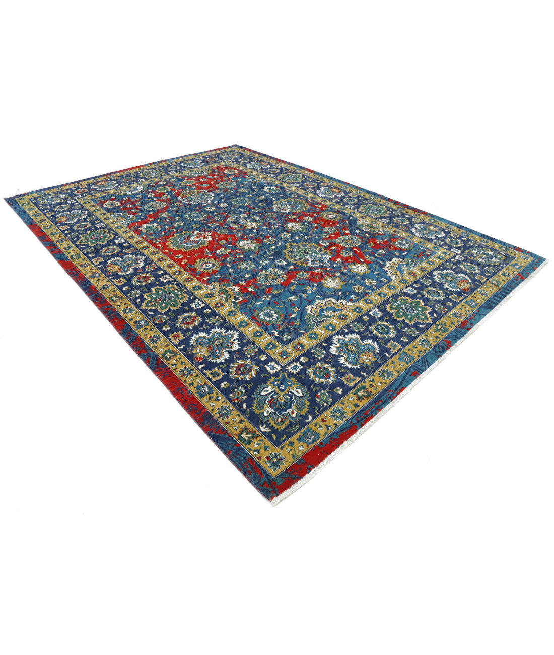 Gulshan 8'10'' X 12'2'' Power-Loomed Wool-Bamboo Silk Rug 8'10'' x 12'2'' (265 X 365) / Blue / Red