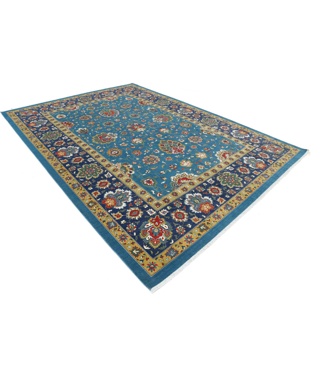 Gulshan 8'10'' X 12'3'' Power-Loomed Wool-Bamboo Silk Rug 8'10'' x 12'3'' (265 X 368) / Teal / Blue