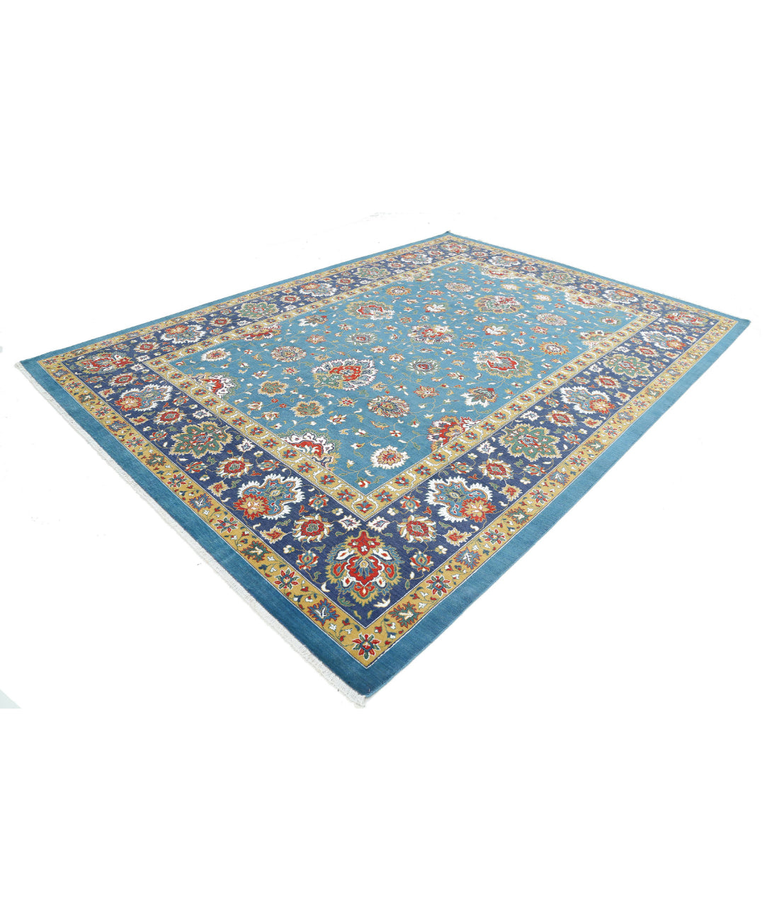 Gulshan 8'10'' X 12'3'' Power-Loomed Wool-Bamboo Silk Rug 8'10'' x 12'3'' (265 X 368) / Teal / Blue
