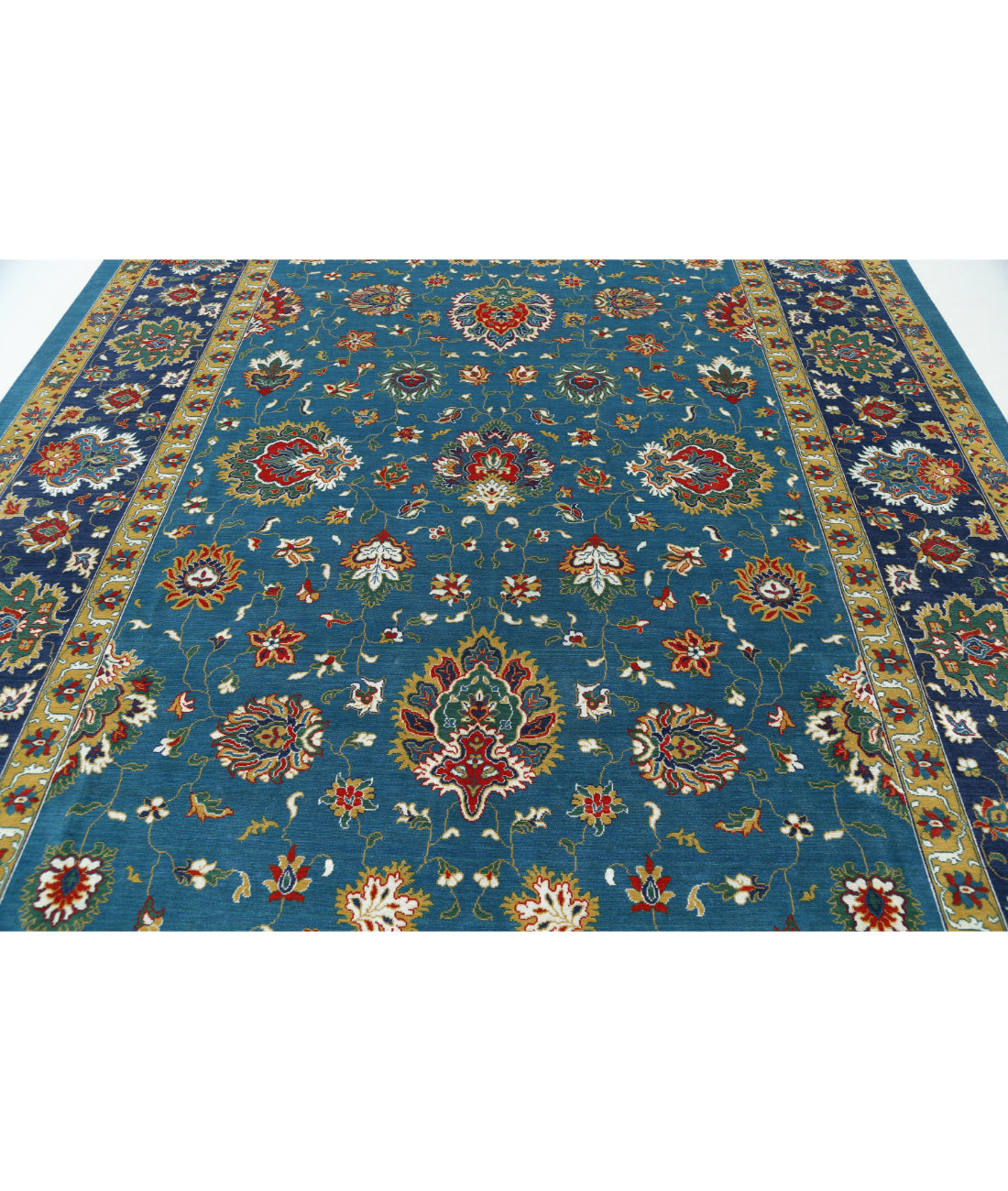 Gulshan 8'10'' X 12'3'' Power-Loomed Wool-Bamboo Silk Rug 8'10'' x 12'3'' (265 X 368) / Teal / Blue