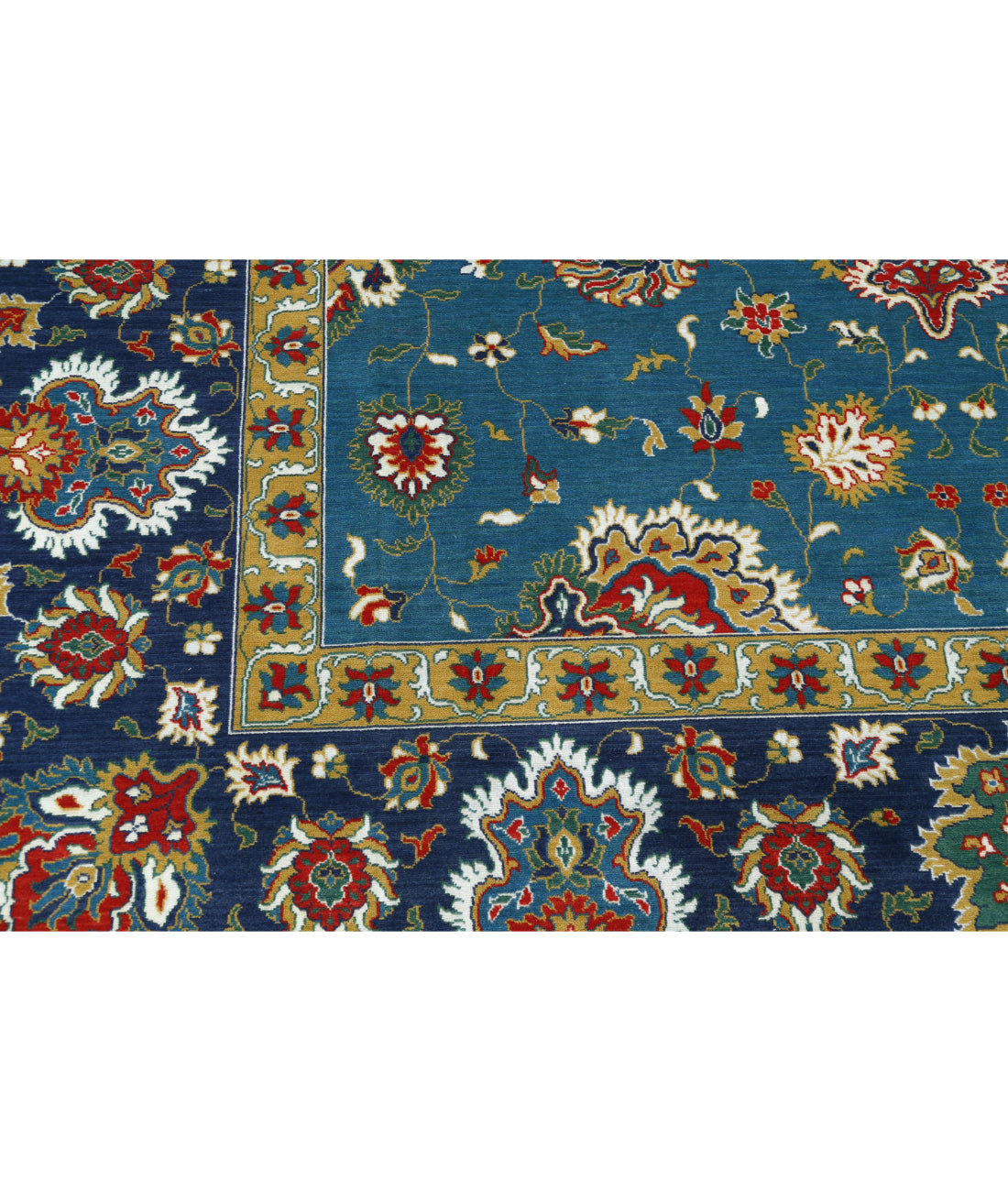 Gulshan 8'10'' X 12'3'' Power-Loomed Wool-Bamboo Silk Rug 8'10'' x 12'3'' (265 X 368) / Teal / Blue