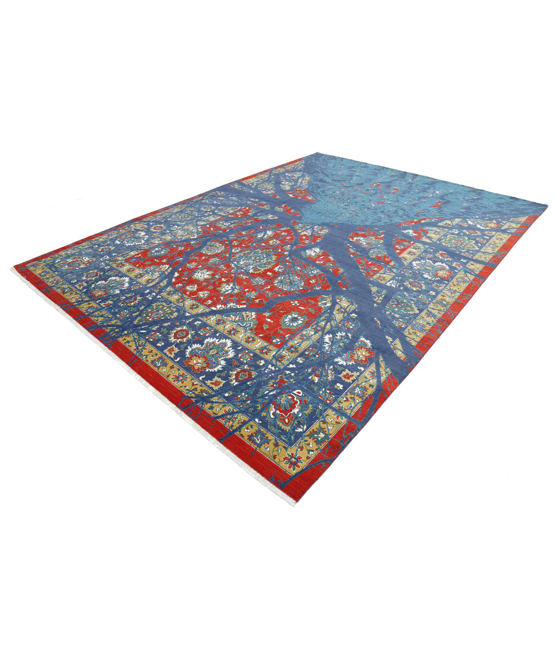 Gulshan 8'10'' X 12'3'' Power-Loomed Wool-Bamboo Silk Rug 8'10'' x 12'3'' (265 X 368) / Blue / Red