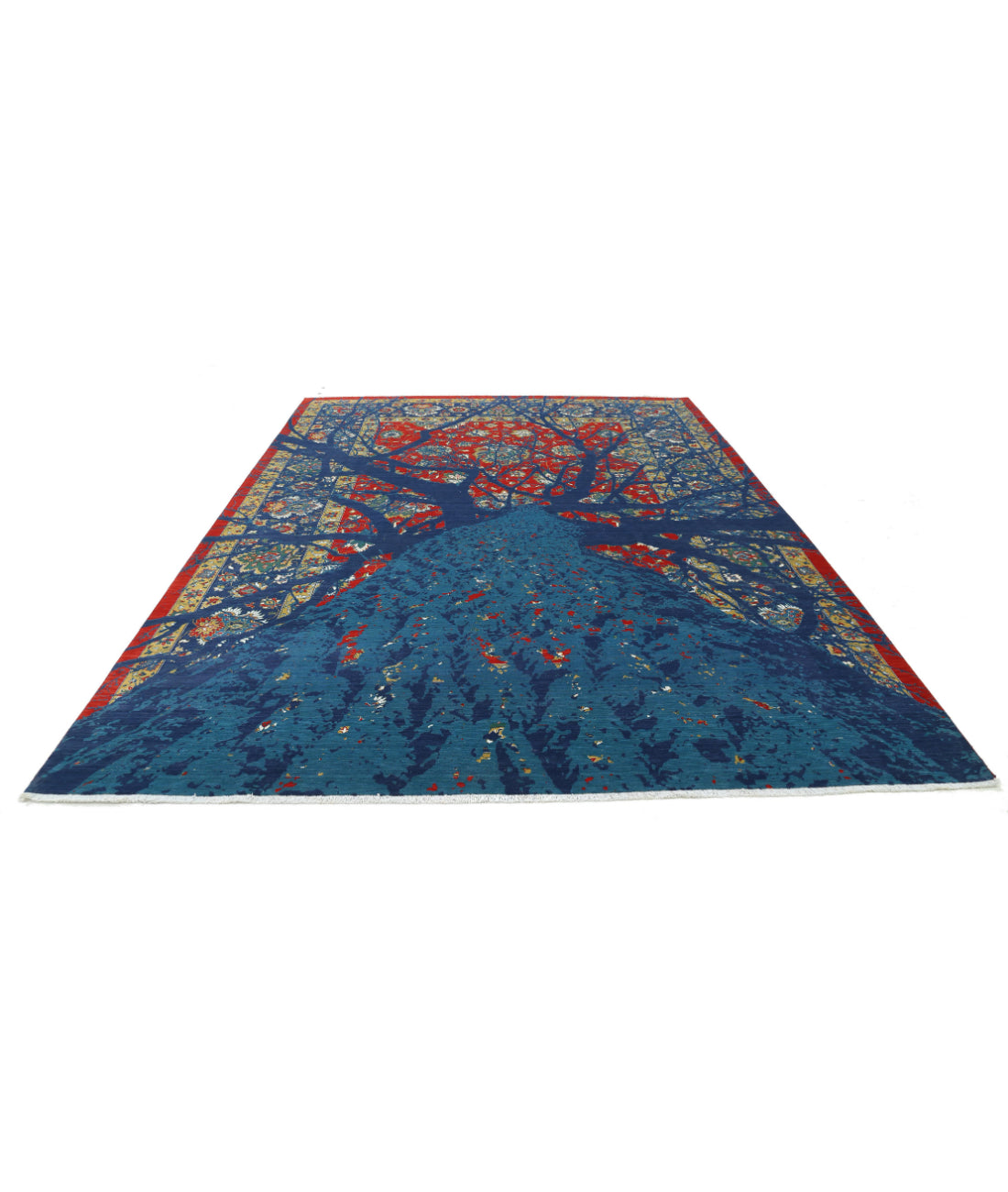 Gulshan 8'10'' X 12'3'' Power-Loomed Wool-Bamboo Silk Rug 8'10'' x 12'3'' (265 X 368) / Blue / Red
