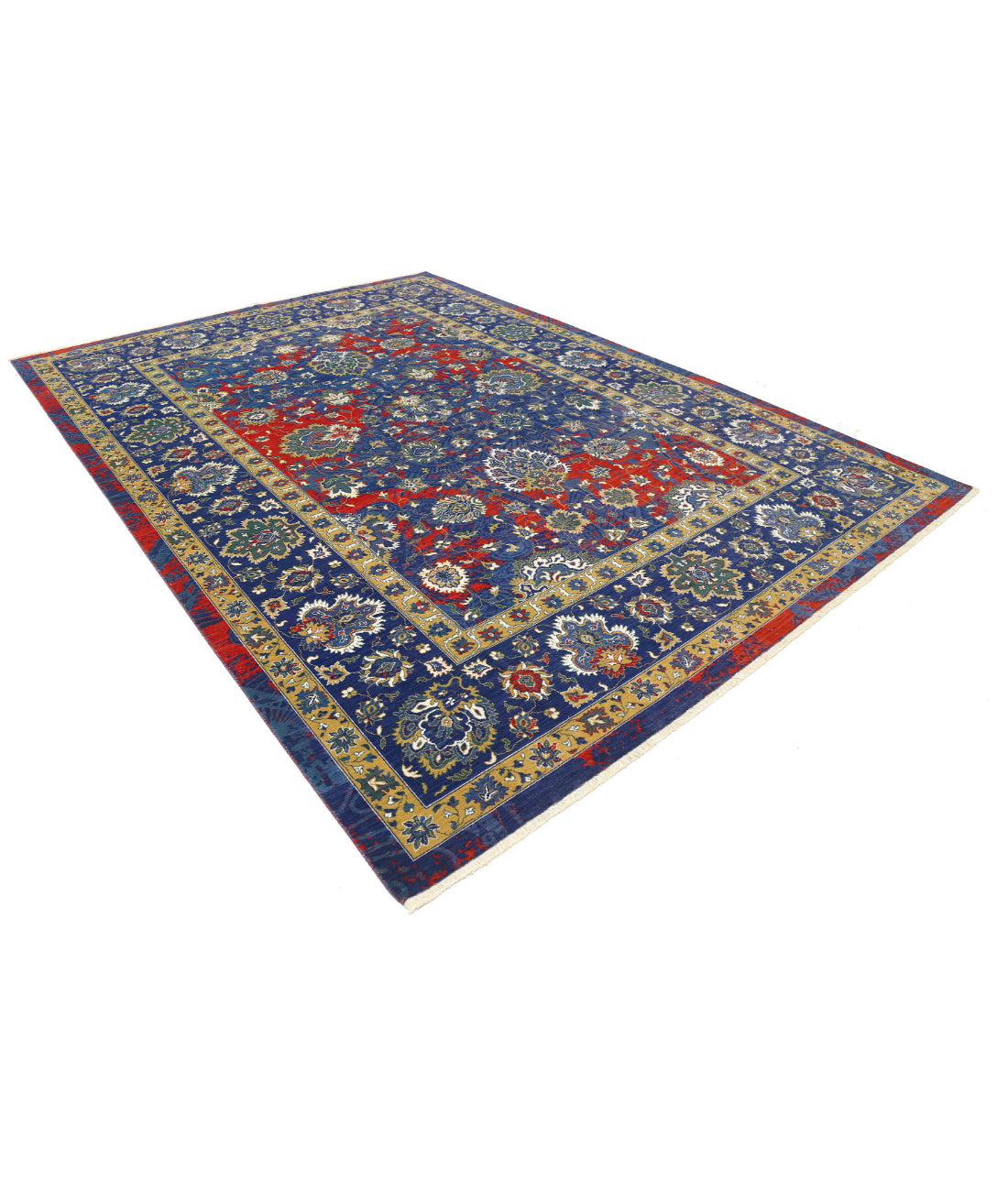 Gulshan 8'11'' X 12'2'' Power-Loomed Wool-Bamboo Silk Rug 8'11'' x 12'2'' (268 X 365) / Red / Blue