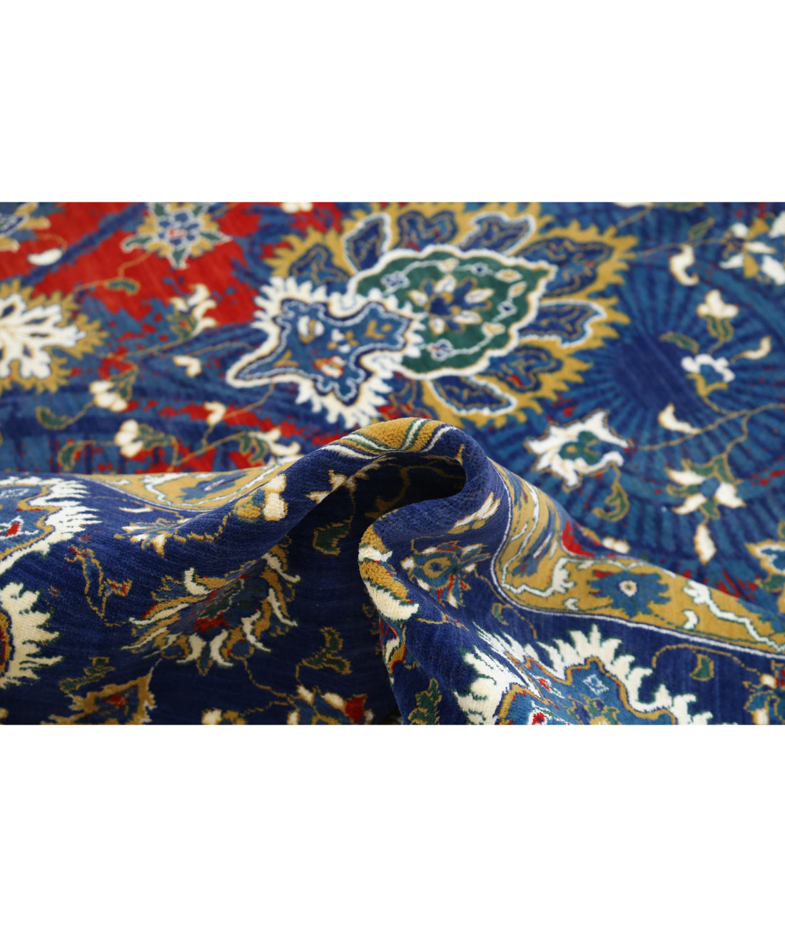 Gulshan 8'11'' X 12'2'' Power-Loomed Wool-Bamboo Silk Rug 8'11'' x 12'2'' (268 X 365) / Red / Blue