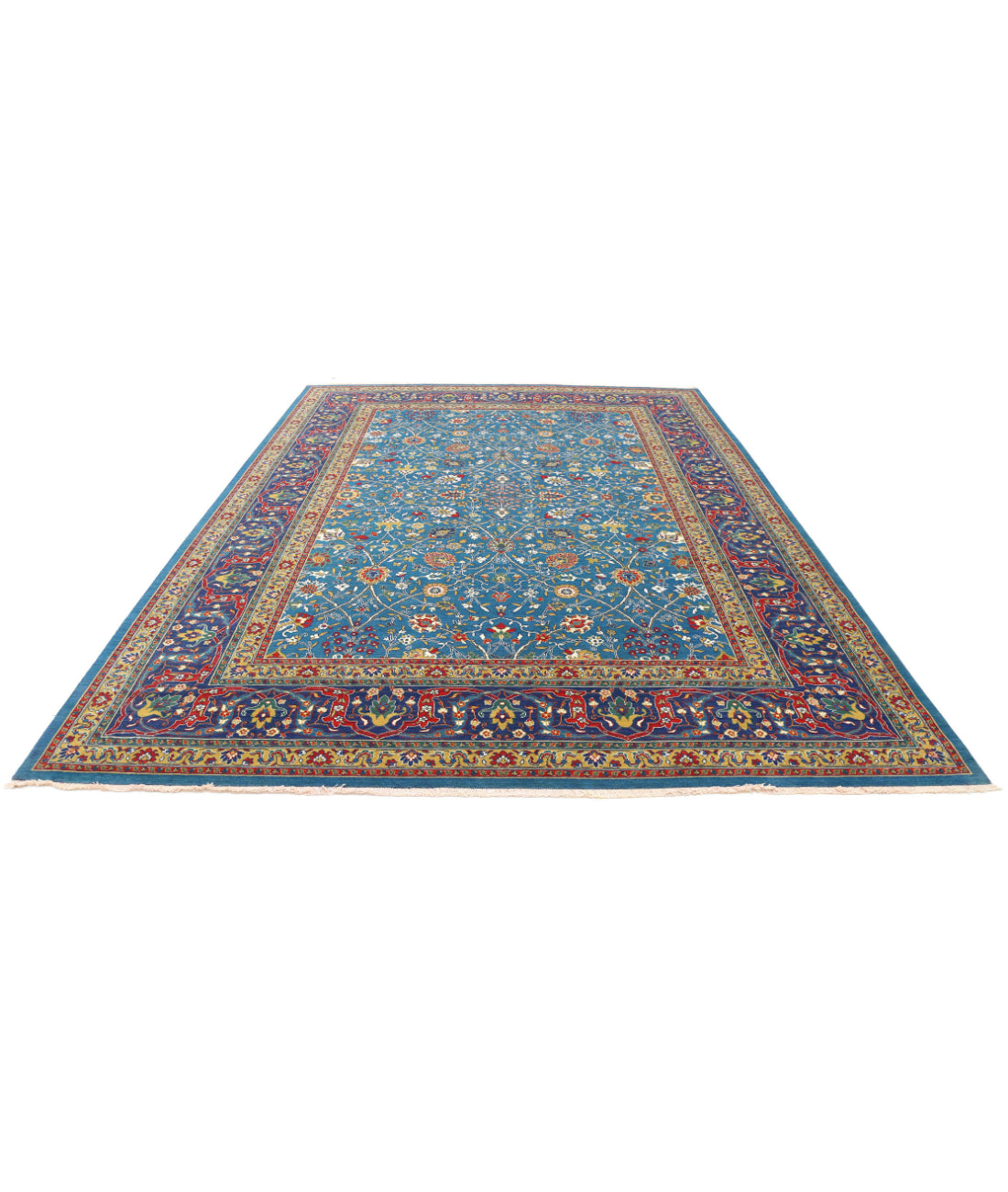 Gulshan 8'10'' X 12'1'' Power-Loomed Wool-Bamboo Silk Rug 8'10'' x 12'1'' (265 X 363) / Teal / Blue
