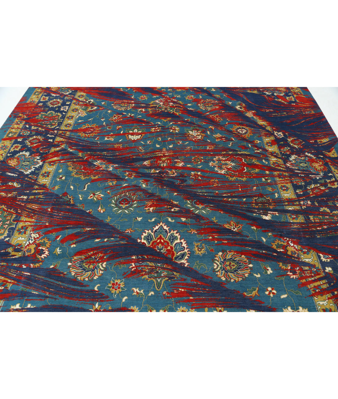 Gulshan 8'10'' X 12'3'' Power-Loomed Wool-Bamboo Silk Rug 8'10'' x 12'3'' (265 X 368) / Teal / Blue