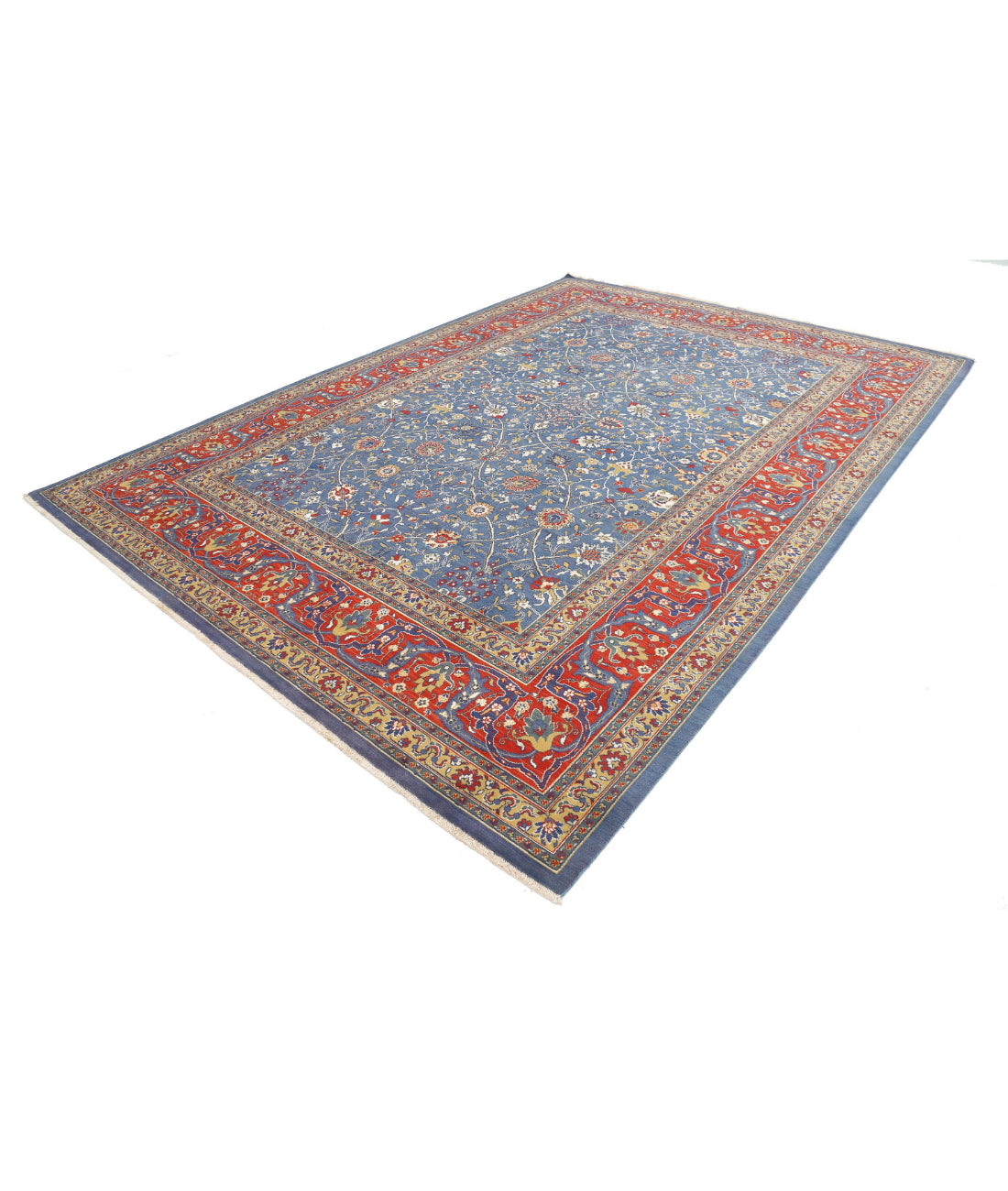 Gulshan 8'10'' X 12'2'' Power-Loomed Wool-Bamboo Silk Rug 8'10'' x 12'2'' (265 X 365) / Blue / Red