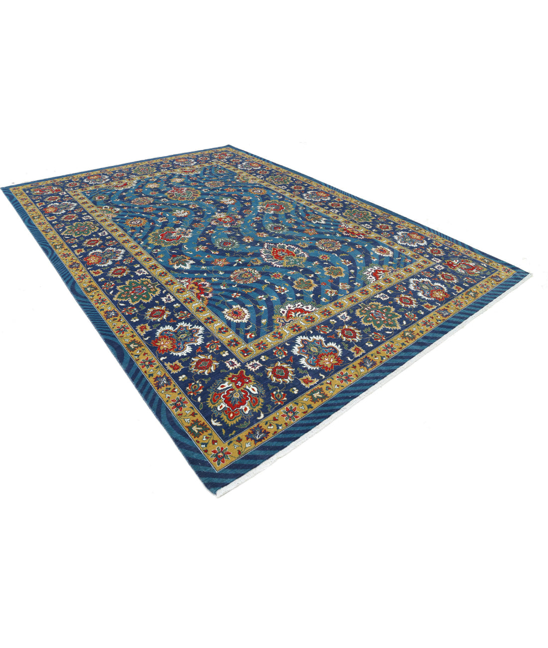 Gulshan 8'10'' X 12'3'' Power-Loomed Wool-Bamboo Silk Rug 8'10'' x 12'3'' (265 X 368) / Teal / Blue