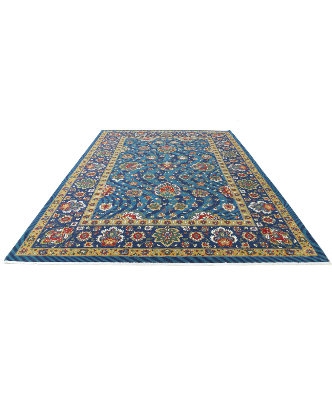 Gulshan 8'10'' X 12'3'' Power-Loomed Wool-Bamboo Silk Rug 8'10'' x 12'3'' (265 X 368) / Teal / Blue