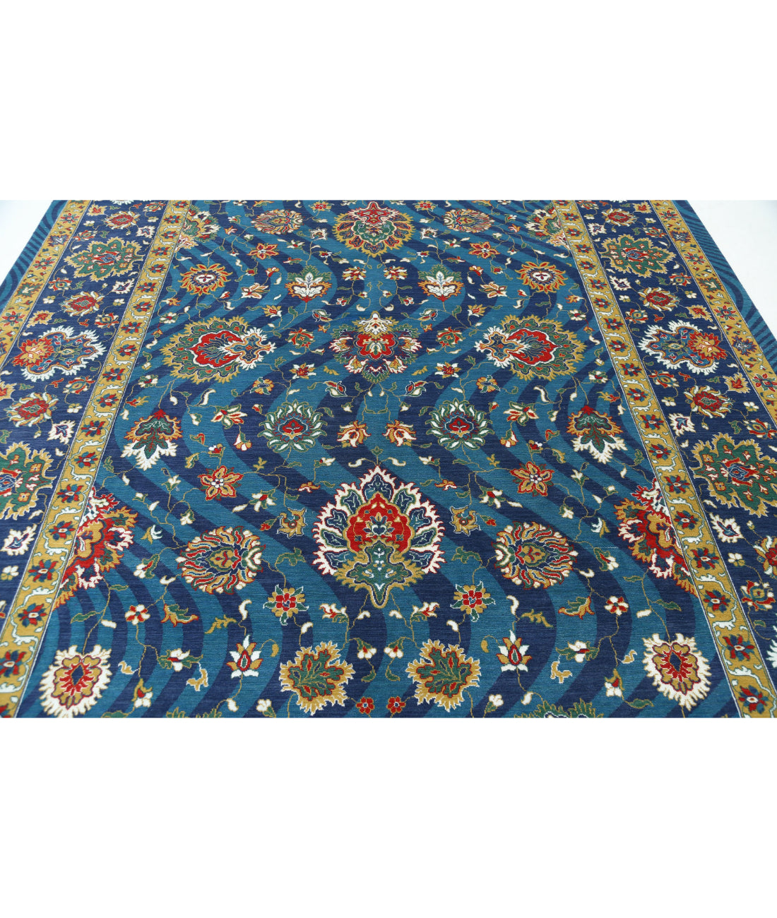 Gulshan 8'10'' X 12'3'' Power-Loomed Wool-Bamboo Silk Rug 8'10'' x 12'3'' (265 X 368) / Teal / Blue