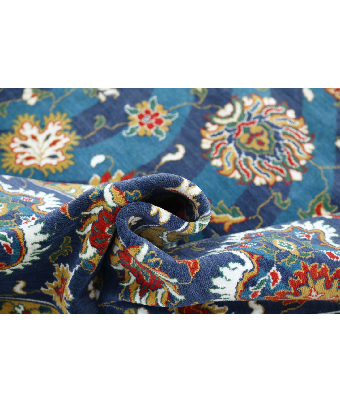 Gulshan 8'10'' X 12'3'' Power-Loomed Wool-Bamboo Silk Rug 8'10'' x 12'3'' (265 X 368) / Teal / Blue