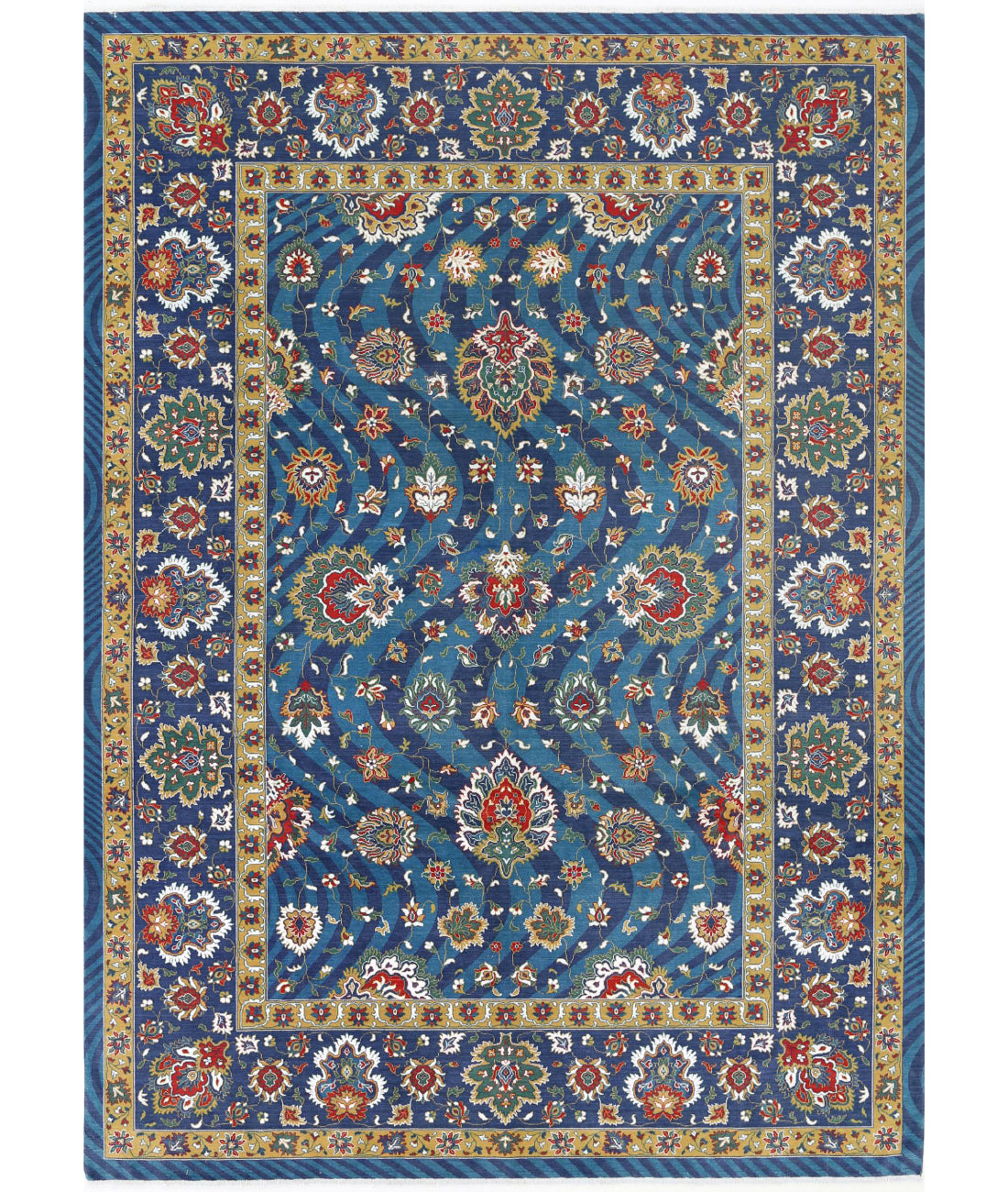 Gulshan 8'10'' X 12'3'' Power-Loomed Wool-Bamboo Silk Rug 8'10'' x 12'3'' (265 X 368) / Teal / Blue