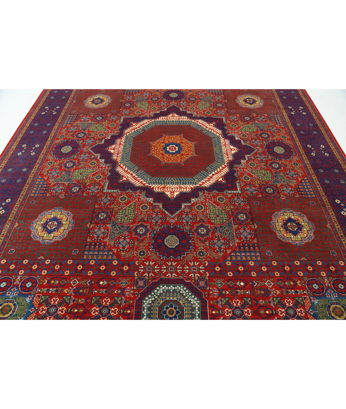 Gulshan 8'10'' X 11'11'' Power-Loomed Wool-Bamboo Silk Rug 8'10'' x 11'11'' (265 X 358) / Red / Blue