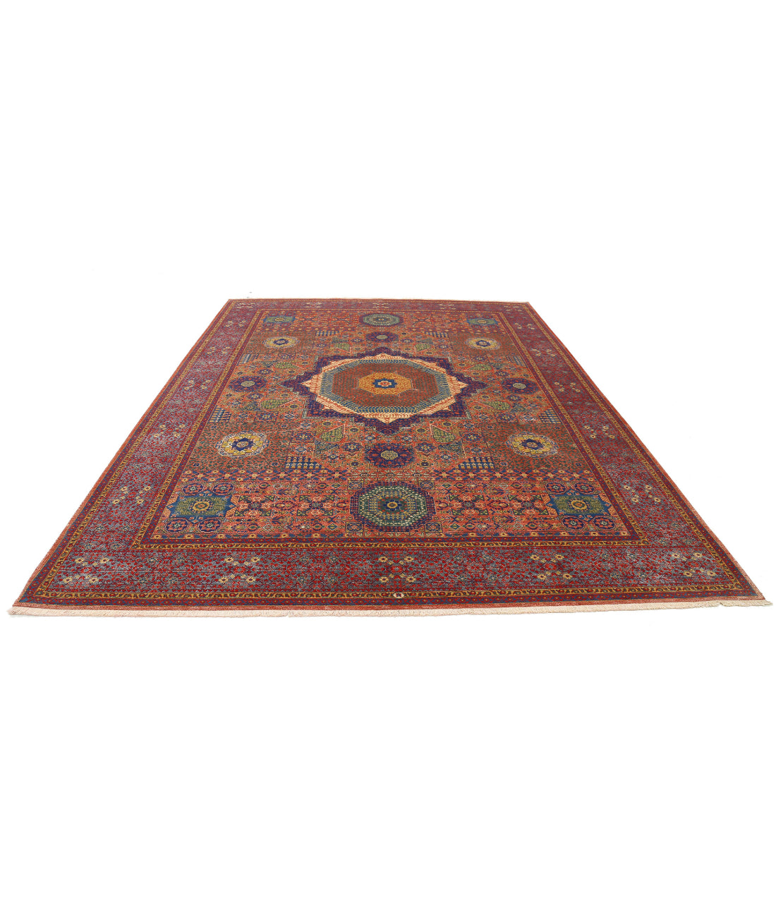 Gulshan 8'10'' X 11'11'' Power-Loomed Wool-Bamboo Silk Rug 8'10'' x 11'11'' (265 X 358) / Red / Blue