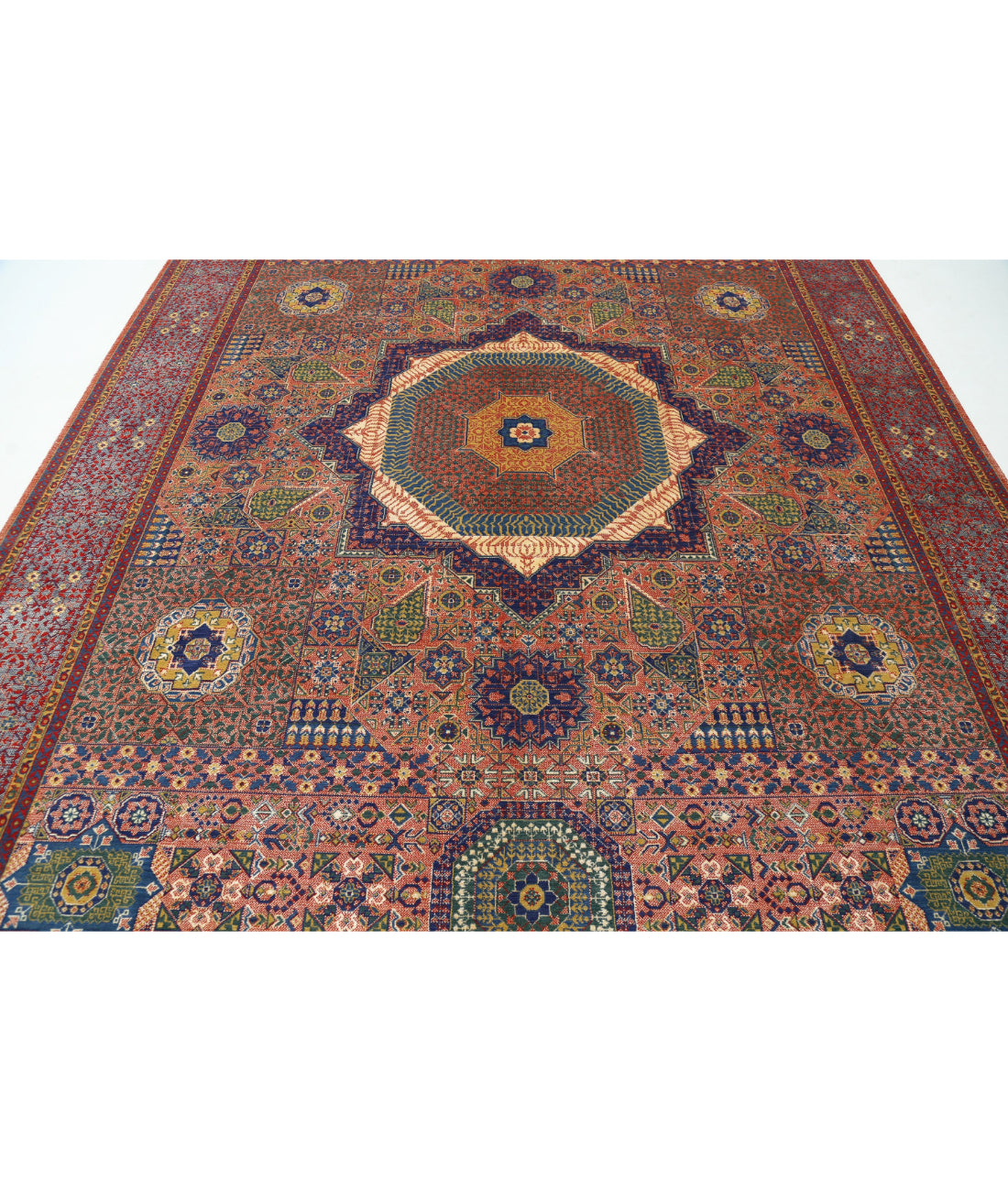 Gulshan 8'10'' X 11'11'' Power-Loomed Wool-Bamboo Silk Rug 8'10'' x 11'11'' (265 X 358) / Red / Blue