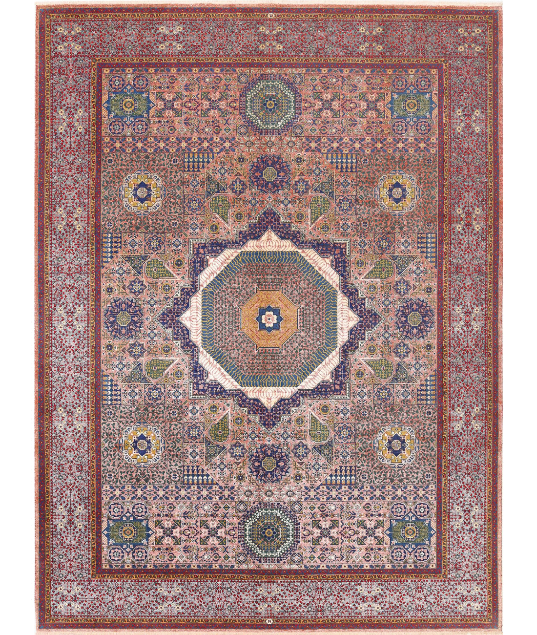 Gulshan 8'10'' X 11'11'' Power-Loomed Wool-Bamboo Silk Rug 8'10'' x 11'11'' (265 X 358) / Red / Blue