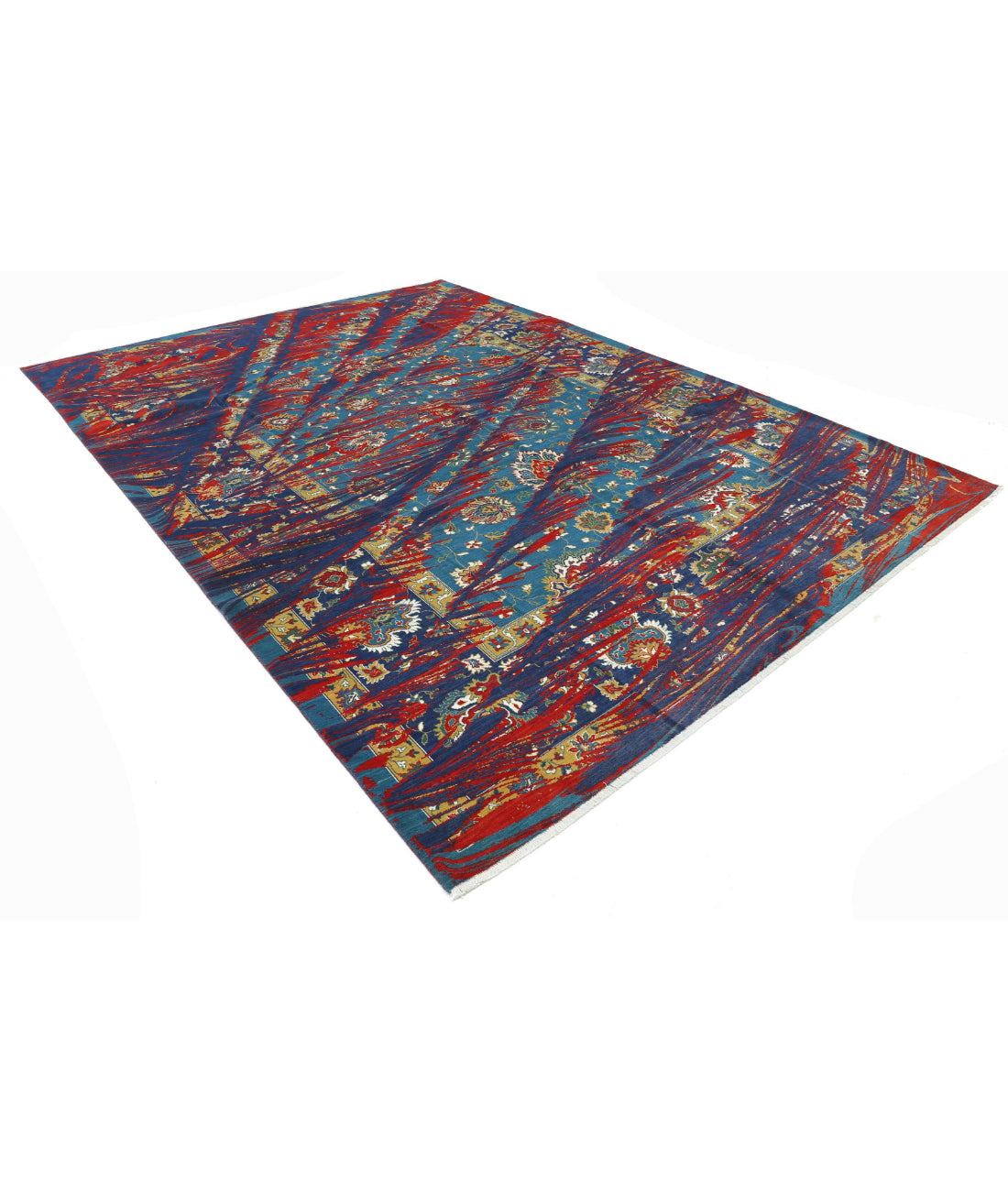 Gulshan 8'10'' X 12'3'' Power-Loomed Wool-Bamboo Silk Rug 8'10'' x 12'3'' (265 X 368) / Red / Blue