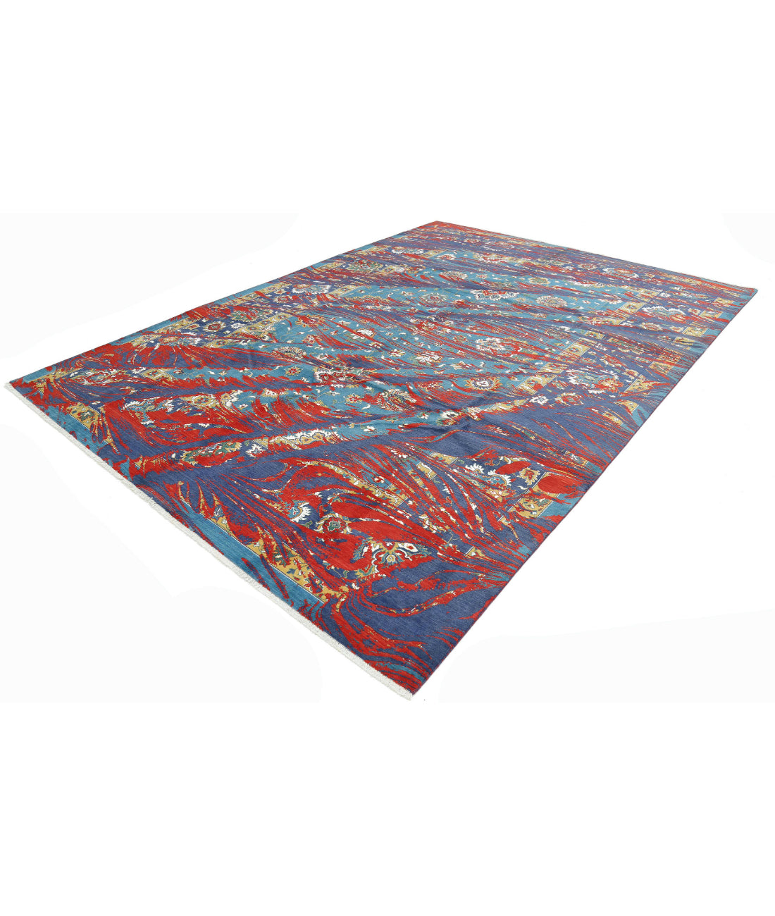 Gulshan 8'10'' X 12'3'' Power-Loomed Wool-Bamboo Silk Rug 8'10'' x 12'3'' (265 X 368) / Red / Blue