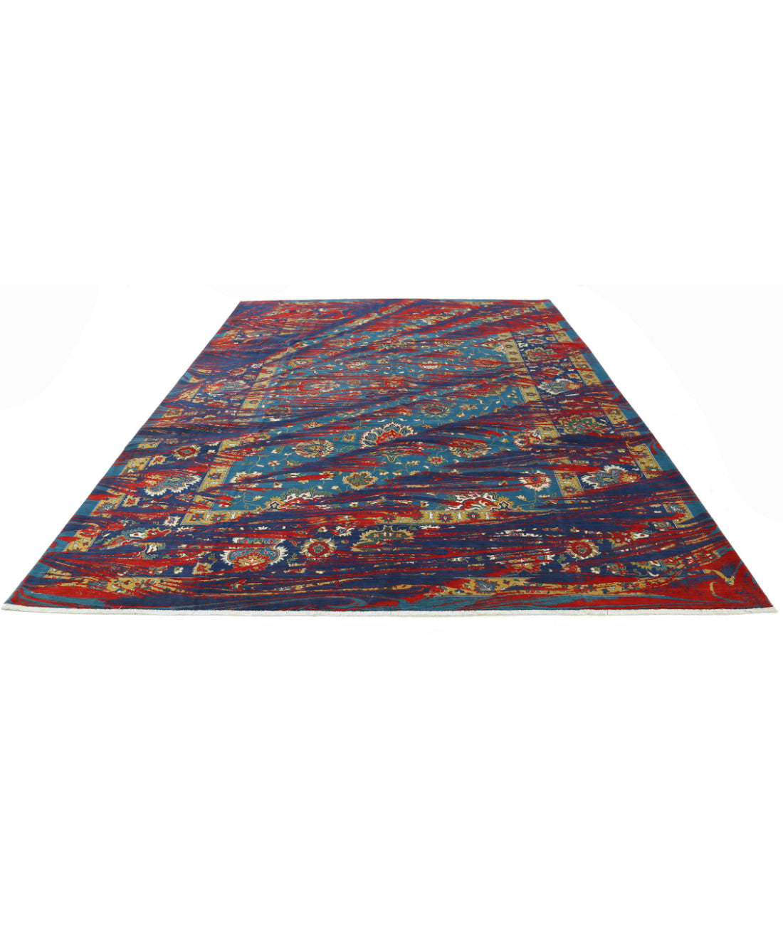 Gulshan 8'10'' X 12'3'' Power-Loomed Wool-Bamboo Silk Rug 8'10'' x 12'3'' (265 X 368) / Red / Blue