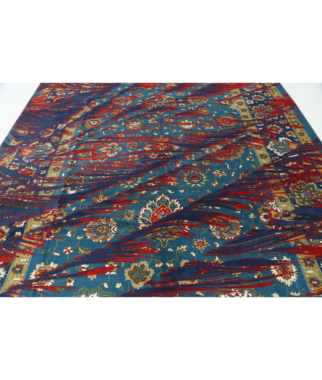 Gulshan 8'10'' X 12'3'' Power-Loomed Wool-Bamboo Silk Rug 8'10'' x 12'3'' (265 X 368) / Red / Blue