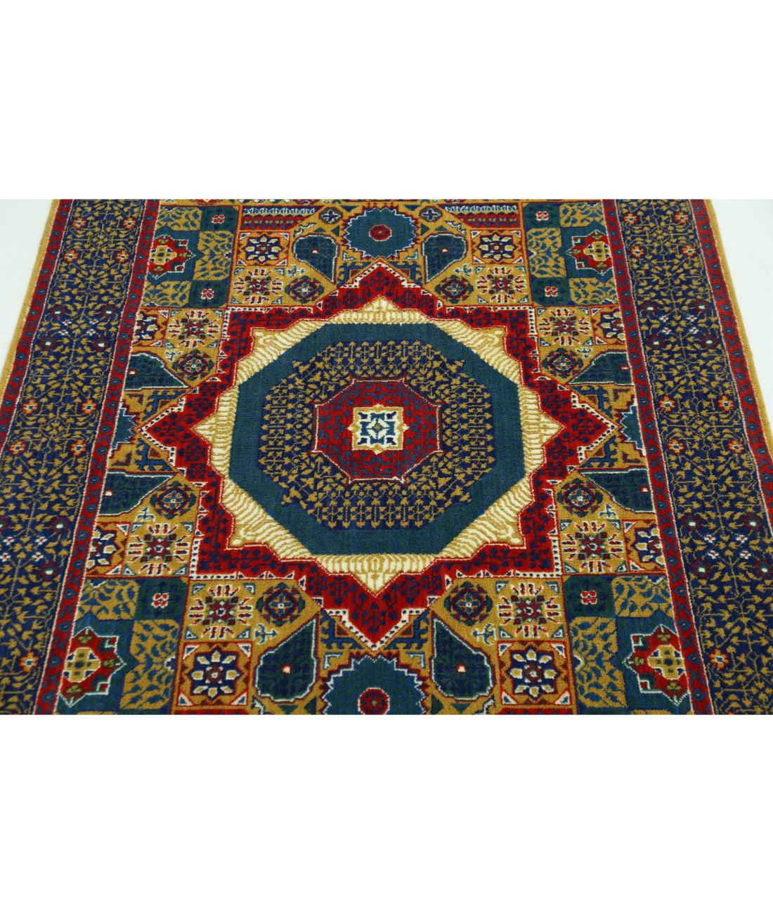 Gulshan 3'10'' X 6'0'' Power-Loomed Wool-Bamboo Silk Rug 3'10'' x 6'0'' (115 X 180) / Gold / Blue