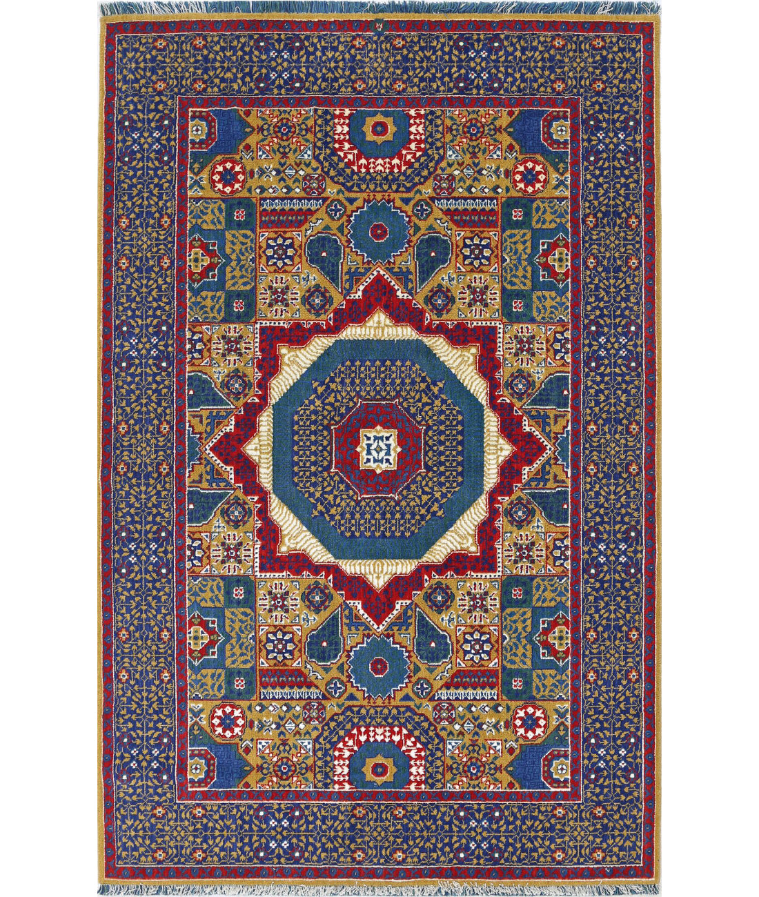 Gulshan 3'10'' X 6'0'' Power-Loomed Wool-Bamboo Silk Rug 3'10'' x 6'0'' (115 X 180) / Gold / Blue