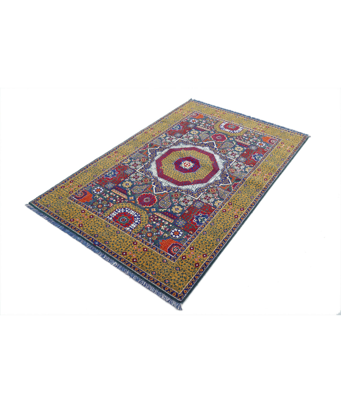 Gulshan 3'10'' X 6'0'' Power-Loomed Wool-Bamboo Silk Rug 3'10'' x 6'0'' (115 X 180) / Green / Gold