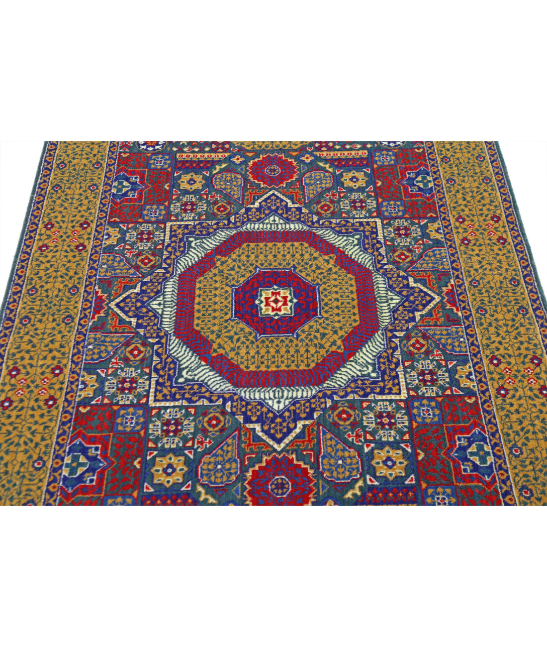 Gulshan 3'10'' X 6'0'' Power-Loomed Wool-Bamboo Silk Rug 3'10'' x 6'0'' (115 X 180) / Green / Gold