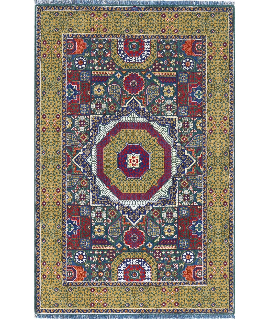 Gulshan 3'10'' X 6'0'' Power-Loomed Wool-Bamboo Silk Rug 3'10'' x 6'0'' (115 X 180) / Green / Gold