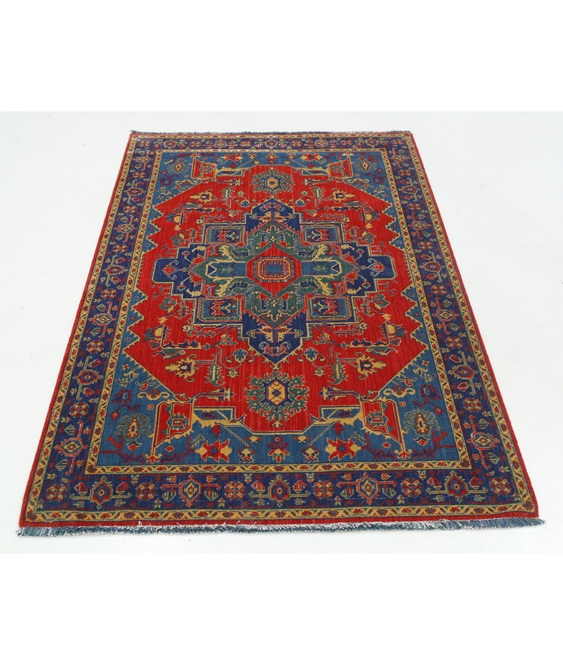 Gulshan 3'10'' X 6'0'' Power-Loomed Wool-Bamboo Silk Rug 3'10'' x 6'0'' (115 X 180) / Red / Blue