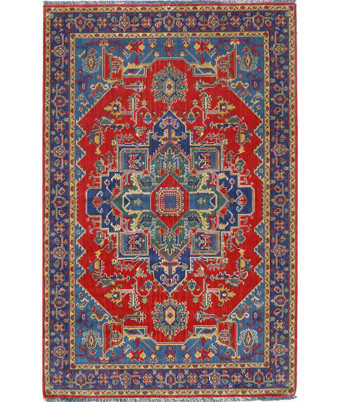Gulshan 3'10'' X 6'0'' Power-Loomed Wool-Bamboo Silk Rug 3'10'' x 6'0'' (115 X 180) / Red / Blue