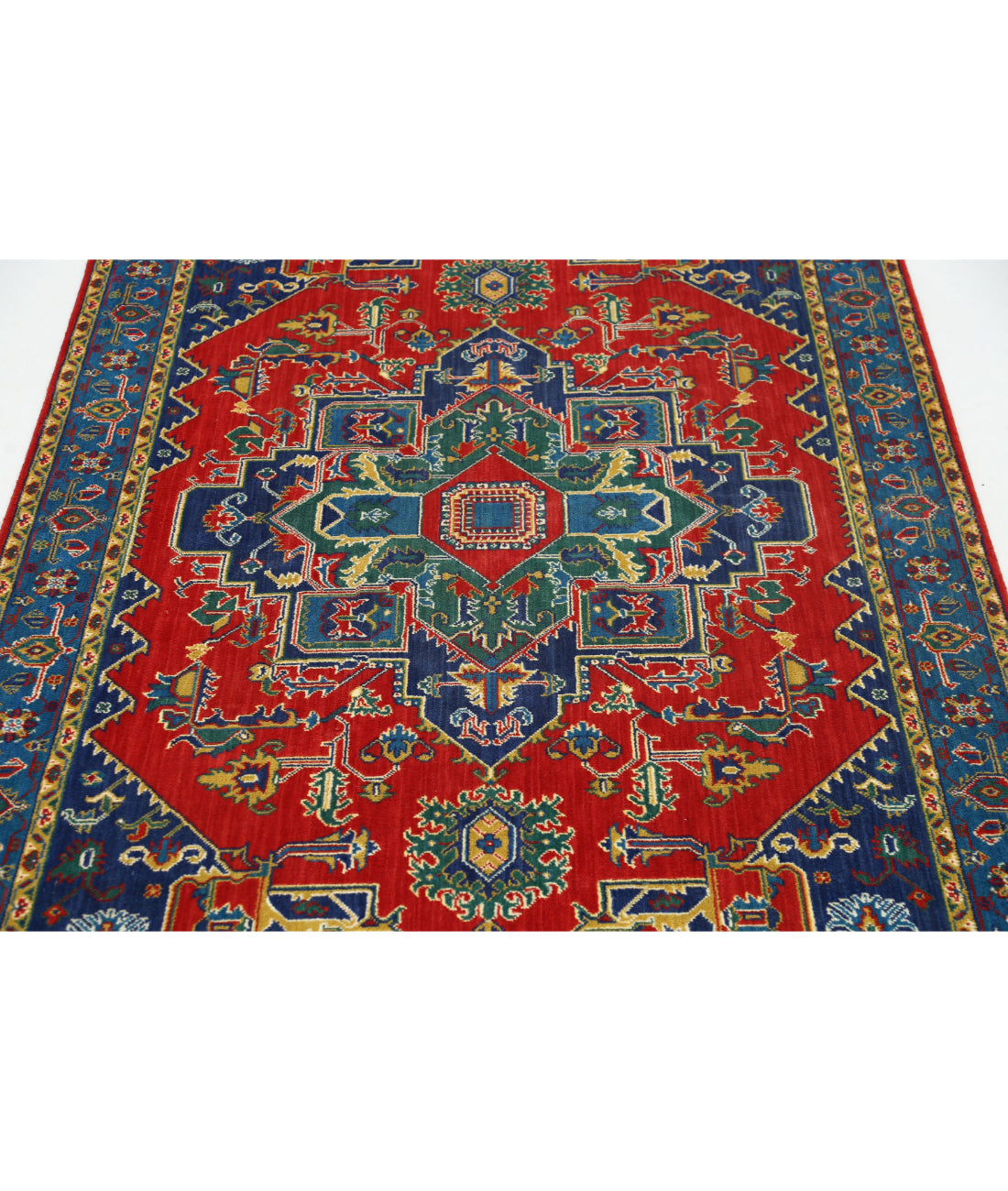 Gulshan 3'10'' X 6'0'' Power-Loomed Wool-Bamboo Silk Rug 3'10'' x 6'0'' (115 X 180) / Red / Blue