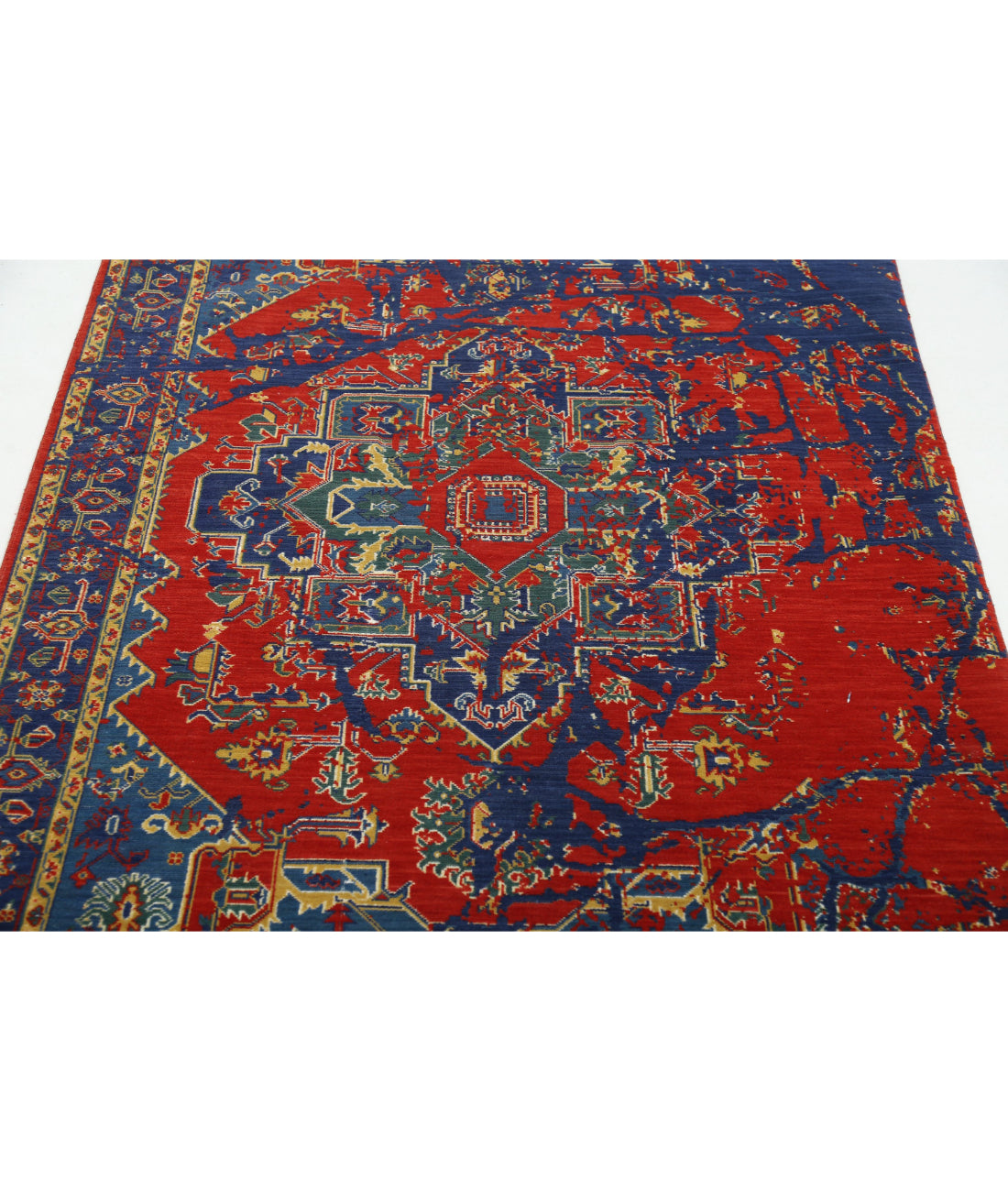Gulshan 3'11'' X 5'9'' Power-Loomed Wool-Bamboo Silk Rug 3'11'' x 5'9'' (118 X 173) / Red / Blue