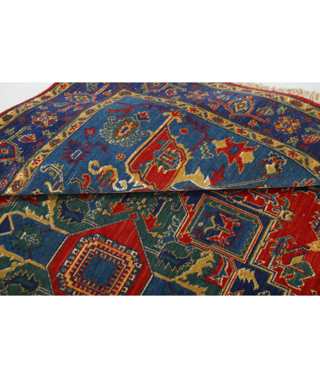 Gulshan 3'1'' X 6'1'' Power-Loomed Wool-Bamboo Silk Rug 3'1'' x 6'1'' (93 X 183) / Red / Blue