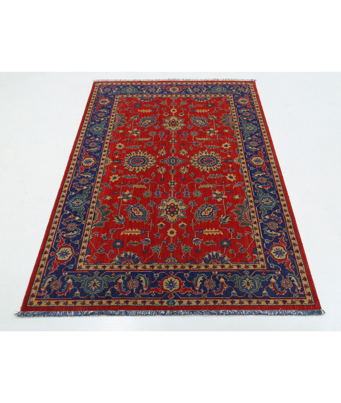 Gulshan 3'10'' X 6'0'' Power-Loomed Wool-Bamboo Silk Rug 3'10'' x 6'0'' (115 X 180) / Red / Blue