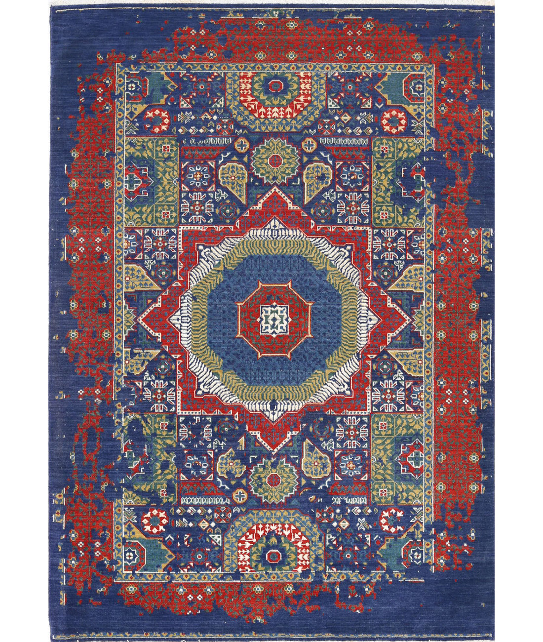 Gulshan 4'0'' X 5'9'' Power-Loomed Wool-Bamboo Silk Rug 4'0'' x 5'9'' (120 X 173) / Blue / Blue