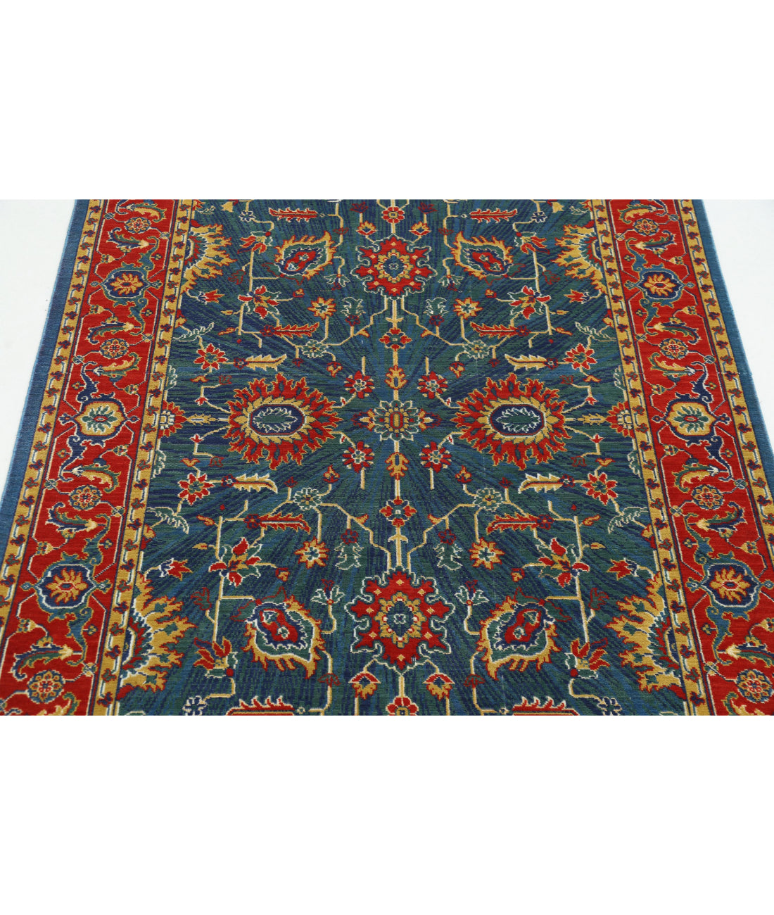 Gulshan 3'11'' X 5'10'' Power-Loomed Wool-Bamboo Silk Rug 3'11'' x 5'10'' (118 X 175) / Blue / Red