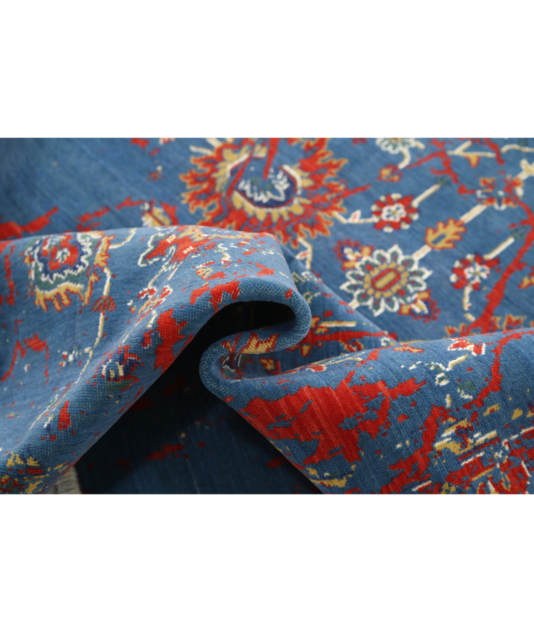 Gulshan 4'0'' X 5'9'' Power-Loomed Wool-Bamboo Silk Rug 4'0'' x 5'9'' (120 X 173) / Blue / Red
