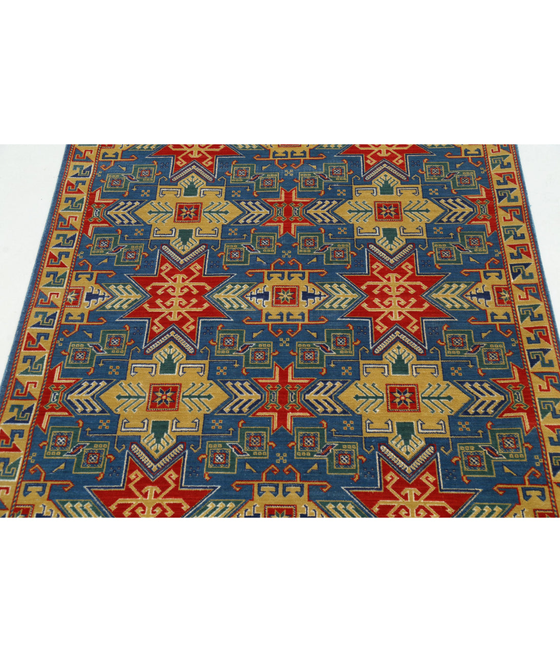 Gulshan 4'0'' X 5'9'' Power-Loomed Wool-Bamboo Silk Rug 4'0'' x 5'9'' (120 X 173) / Blue / Gold