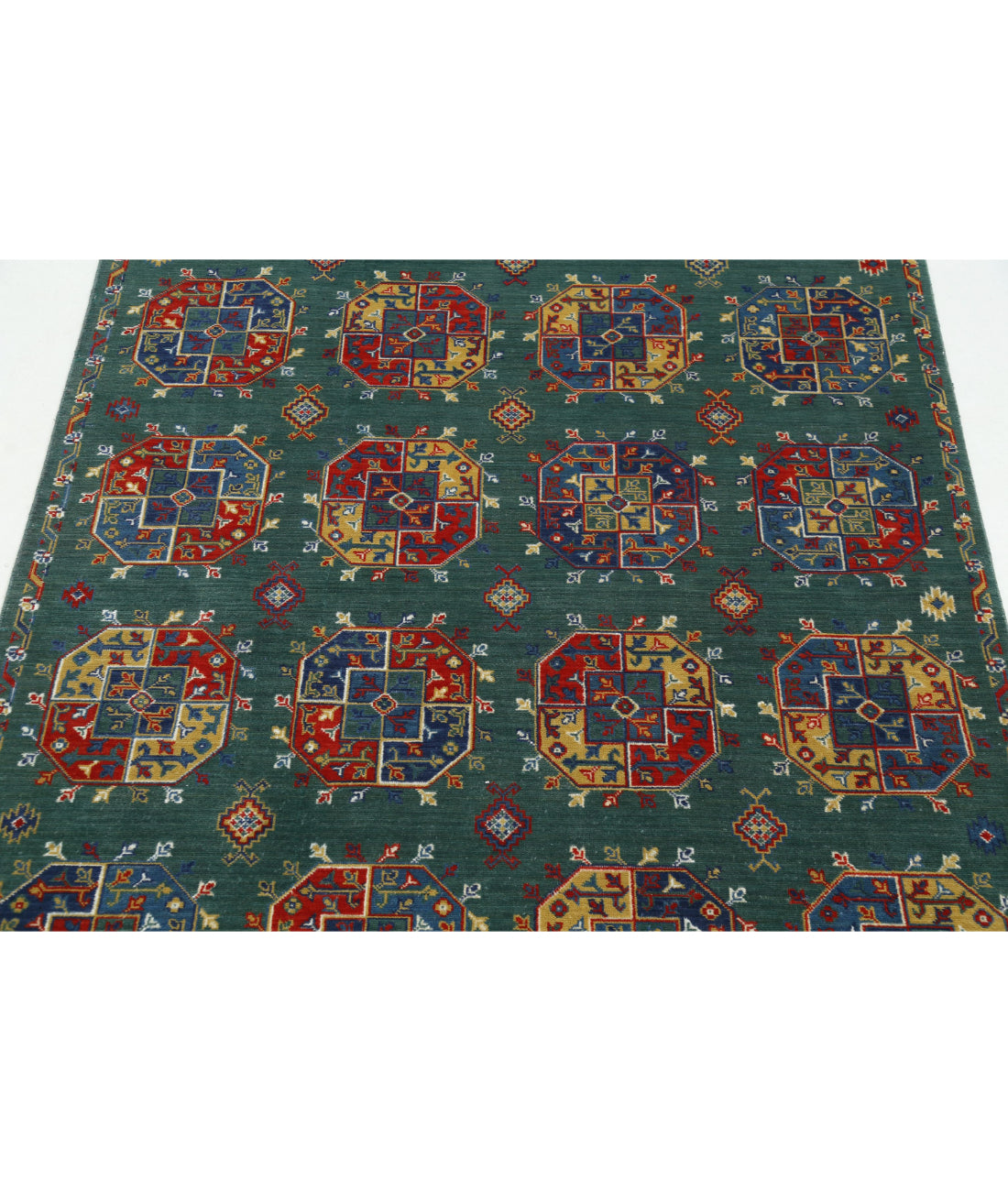Gulshan 4'0'' X 5'10'' Power-Loomed Wool-Bamboo Silk Rug 4'0'' x 5'10'' (120 X 175) / Green / Blue