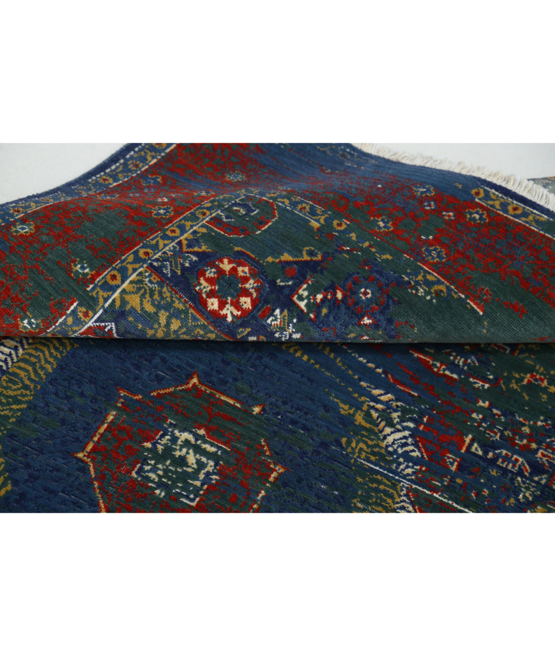 Gulshan 3'11'' X 5'9'' Power-Loomed Wool-Bamboo Silk Rug 3'11'' x 5'9'' (118 X 173) / Green / Red