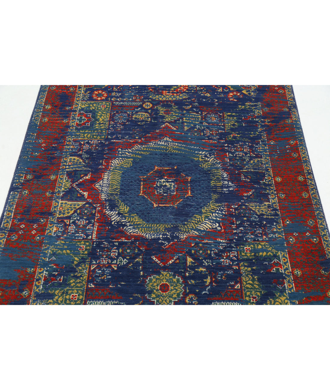 Gulshan 3'11'' X 5'9'' Power-Loomed Wool-Bamboo Silk Rug 3'11'' x 5'9'' (118 X 173) / Blue / Red