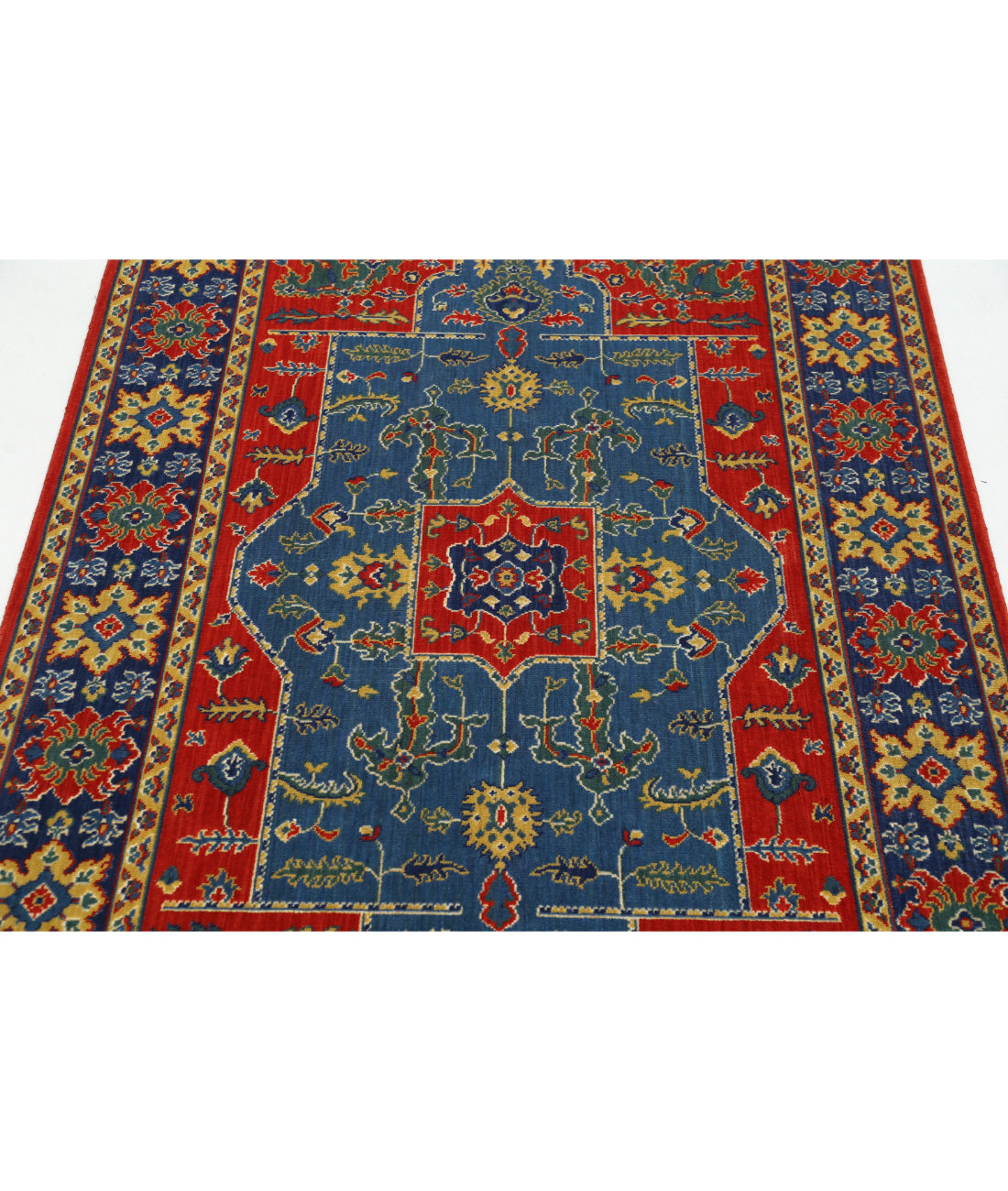 Gulshan 3'10'' X 6'0'' Power-Loomed Wool-Bamboo Silk Rug 3'10'' x 6'0'' (115 X 180) / Red / Blue