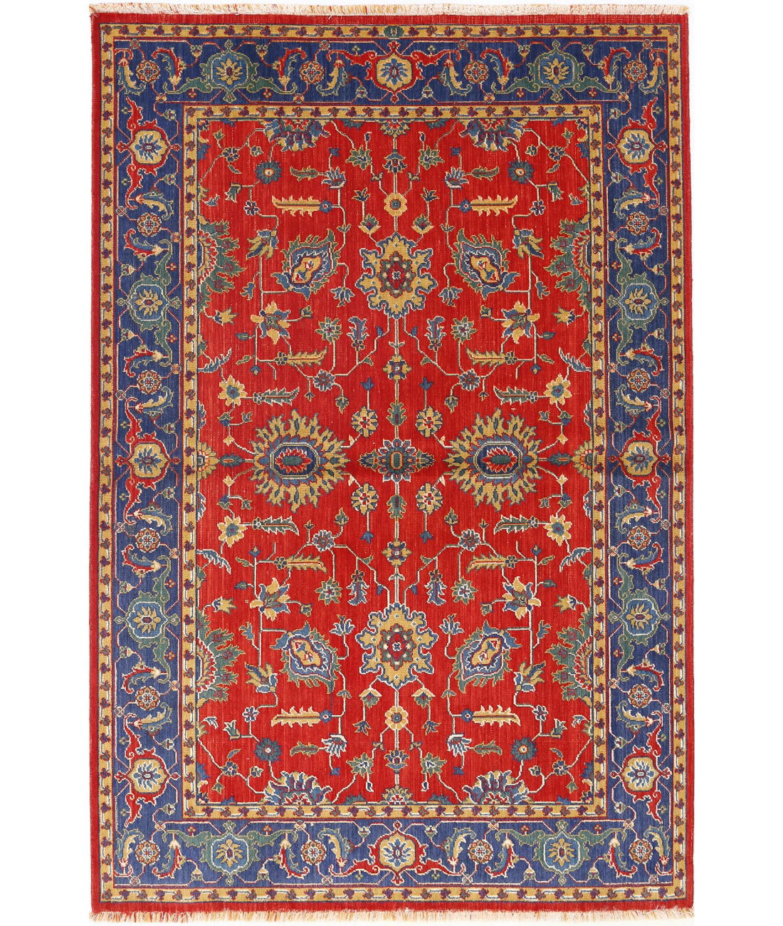 Gulshan 3'10'' X 6'0'' Power-Loomed Wool-Bamboo Silk Rug 3'10'' x 6'0'' (115 X 180) / Red / Blue