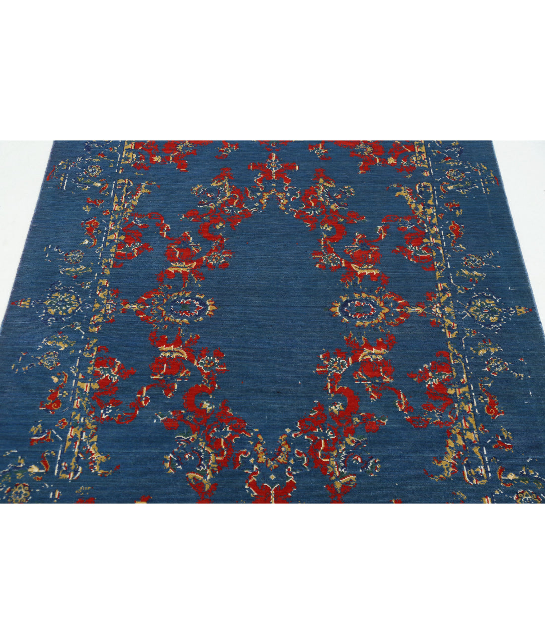 Gulshan 4'0'' X 5'9'' Power-Loomed Wool-Bamboo Silk Rug 4'0'' x 5'9'' (120 X 173) / Blue / Red