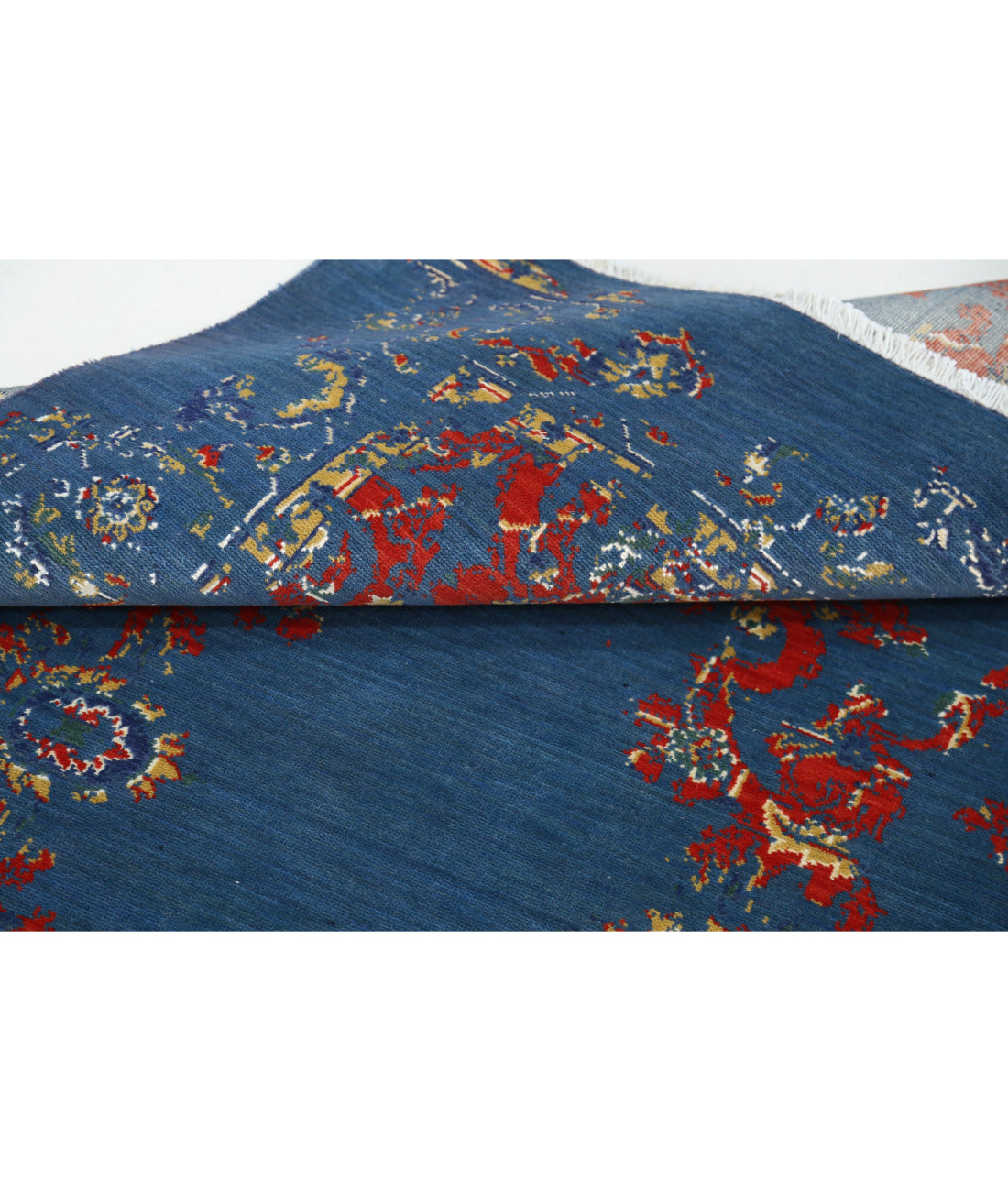 Gulshan 4'0'' X 5'9'' Power-Loomed Wool-Bamboo Silk Rug 4'0'' x 5'9'' (120 X 173) / Blue / Red